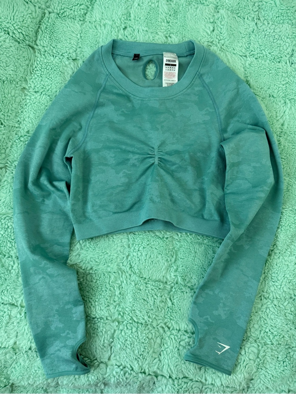 Gymshark Teal Cropped Long-Sleeve Top & Pants (SET)